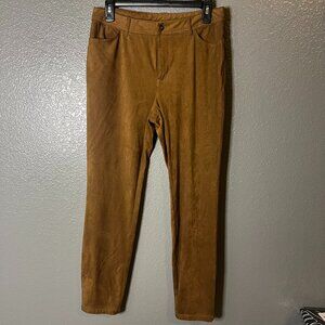 Brown Faux Suede Luxe Taylor Pants (Size Medium)
